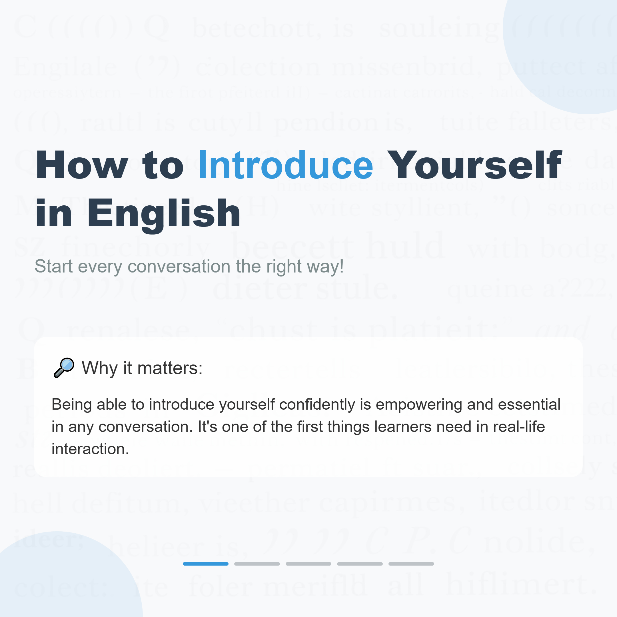 Viral TikTok post title slide: How to Introduce Yourself in English